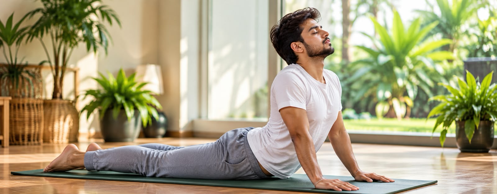 Deepak Sharma demonstrating a cobra posture