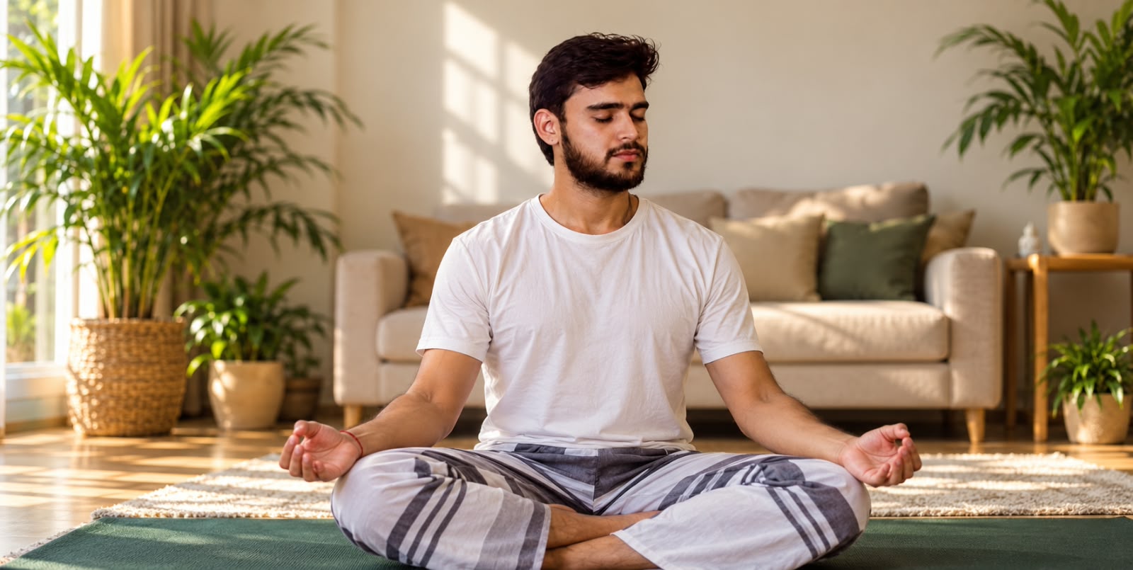 Deepak Sharma seated in quiet yoga practice