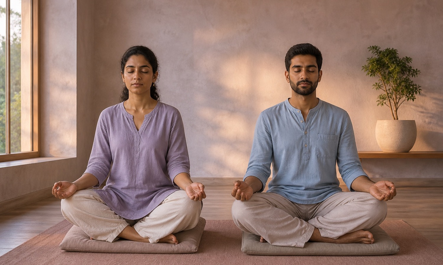 Calm yoga meditation in a peaceful indoor setting