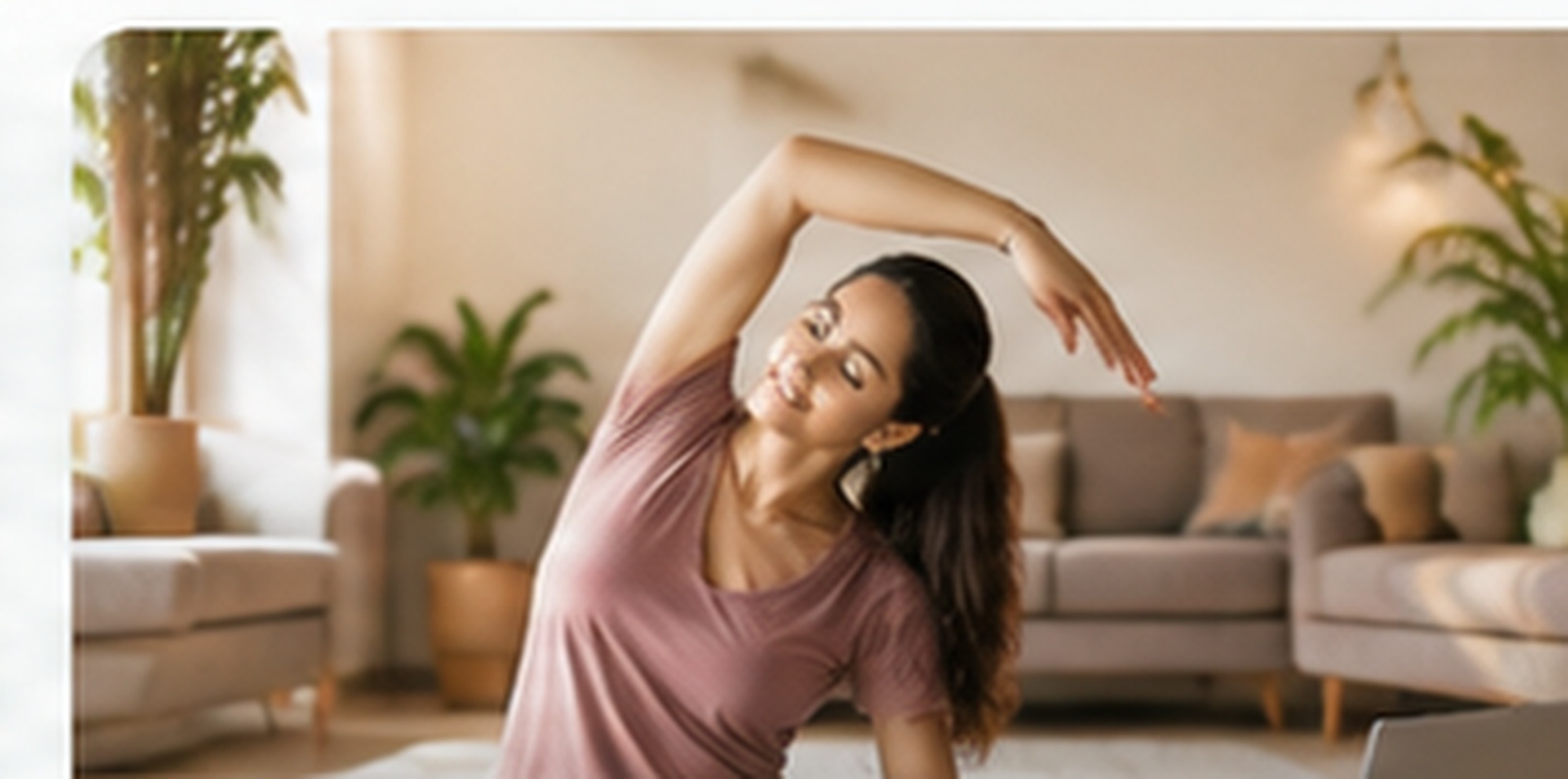 Yoga session in a comfortable home setting